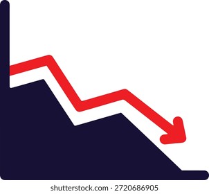Gráfico de tendencia a la baja que indica la pérdida o disminución financiera