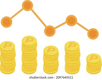 Downward-sloping graph that can be used for the economy and economy, decreasing coins