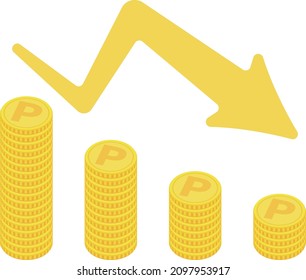 Downward-sloping graph that can be used for the economy and economy, decreasing money