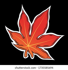  Maple japonés lechoso. Pegatina de hojas rojas.