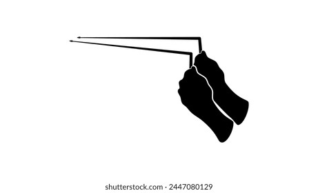 Dowsing Rods, black, isolated silhouette