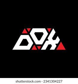 DOX triangle letter logo design with triangle shape. DOX triangle logo design monogram. DOX triangle vector logo template with red color. DOX triangular logo Simple, Elegant, and Luxurious design.