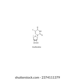 Doxifluridin flache skelettale Molekularstruktur Pyrimidin Analoges Arzneimittel zur Behandlung von Magenkrebs. Vektorgrafik.