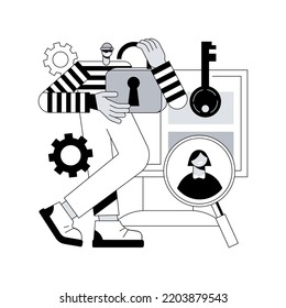Dibujar ilustración de vector de concepto abstracto. Reunir información en línea, atacar de manera dolosa, hackear datos privados, ingeniería social, publicar información de identidad, hackear la práctica de la metáfora abstracta.