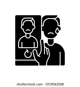 Doxing Black Glyph Icon. Publishing Private Information About User. Cyberbullying And Cyberharassment. Online Hate. Offensive Comment. Silhouette Symbol On White Space. Vector Isolated Illustration