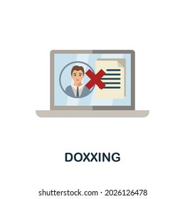 Doxxing flat icon. Colored sign from cyberbullying collection. Creative Doxxing icon illustration for web design, infographics and more