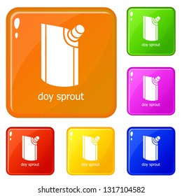 Doy pack icons set collection vector 6 color isolated on white background