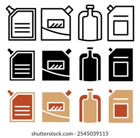 Doy pack pouch icon in black and colored versions.