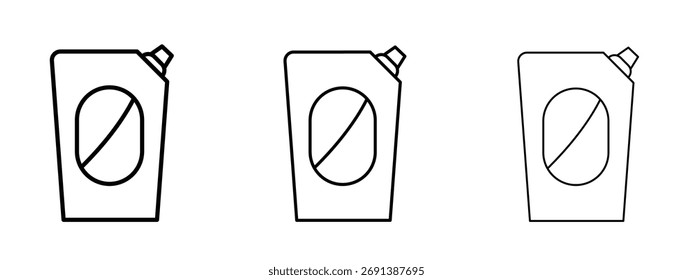 Icono de la bolsa del paquete del juguete en el símbolo del estilo del trazo del contorno.
