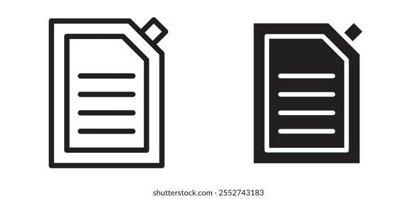 Doy pack pouch vector icon set black filled and outlined style.