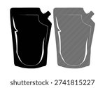 Doypack or food pouch icon collection for packaging isolated on white