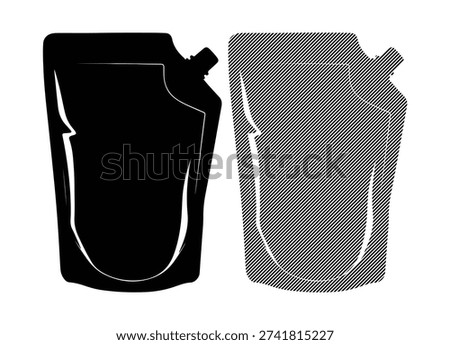 Doypack or food pouch icon collection for packaging isolated on white