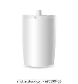 Doy-pack.Plastic Spouted Pouch Template Blank plastic spouted pouch template for puree, beverage, cosmetics. Vector