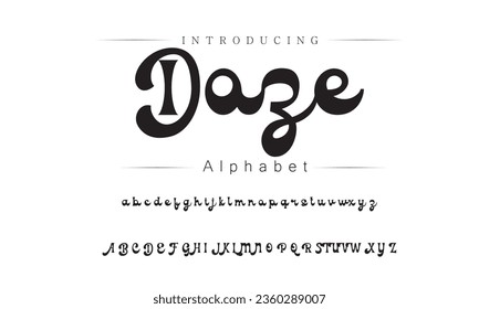 Doze Font. Alphabet. Script. Typeface. Label .Vintage typeface. For labels and different type designs