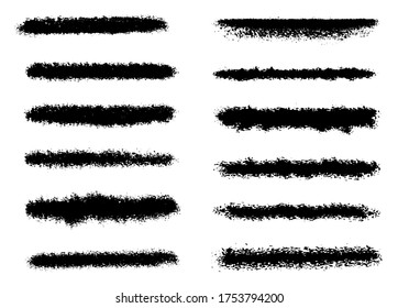 Dozen of black vector grunge ink brush strokes for your design.