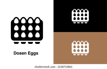 Dozen Eggs Vector Icon White Background