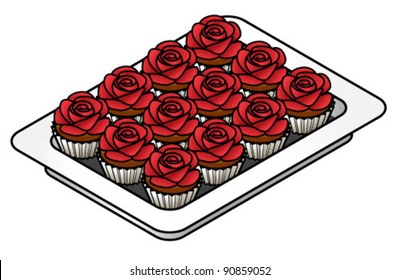 A Dozen Red Roses - On Yummy Cupcakes!