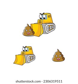 Plantilla de vector de diseño de ilustración de Dozer Cartoon