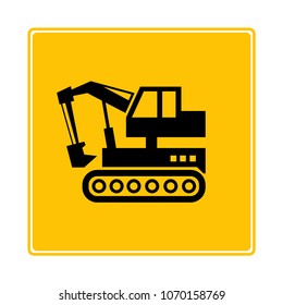 dozer, excavator icon in yellow background