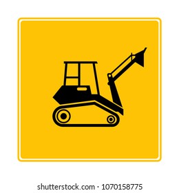 dozer, excavator icon in yellow background