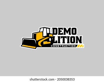 dozer logo or tractor with excavator vector for construction company. Heavy equipment template vector illustration for your brand.
