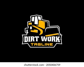 dozer logo or tractor with excavator vector for construction company. Heavy equipment template vector illustration for your brand.