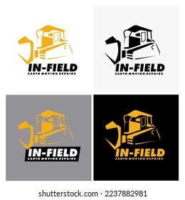 Dozer logo or tractor with excavator vector for construction company	