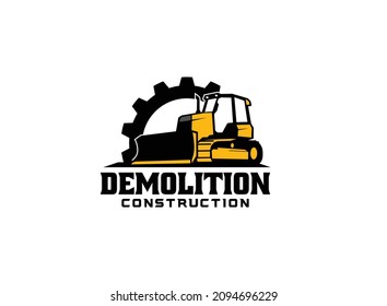 Dozer logo vector for construction company. Heavy equipment template vector illustration for your brand.