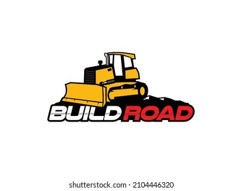 Dozer logo vector for construction company. Tractor equipment template vector illustration for your brand.