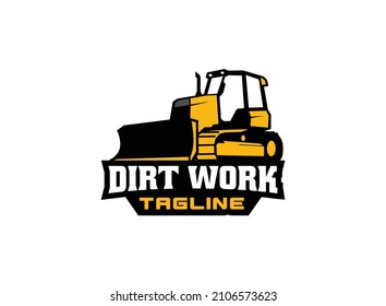 Dozer logo vector for construction company. Tractor equipment template vector illustration for your brand.