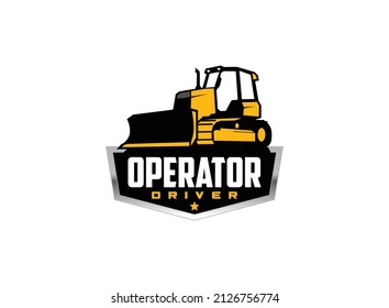 Dozer logo vector for construction company. Heavy equipment template vector illustration for your brand.