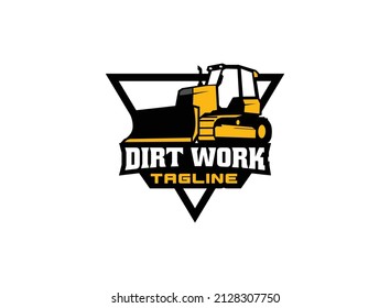 Vector del logo Dozer para la empresa de construcción. Ilustración vectorial de plantilla de equipo pesado para su marca