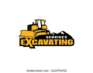 Dozer logo vector for construction company. Heavy equipment template vector illustration for your brand