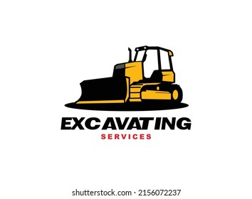 Dozer logo vector for construction company. Heavy equipment template vector illustration for your brand.