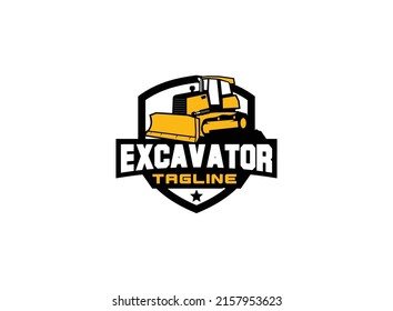 Dozer logo vector for construction company. Heavy equipment template vector illustration for your brand.