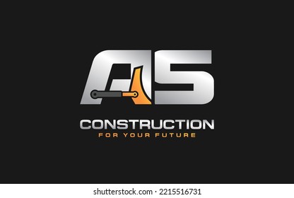AS Dozer logo vector for construction company. Heavy equipment template vector illustration for your brand.