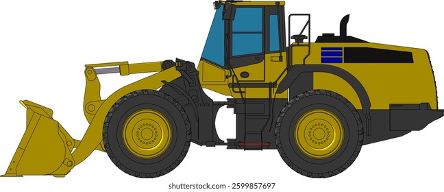 Dozer is a type of heavy equipment used for construction. Dozers are used to push, dig or pull materials such as sand, soil, rocks and others. Detailed vector illustration.
