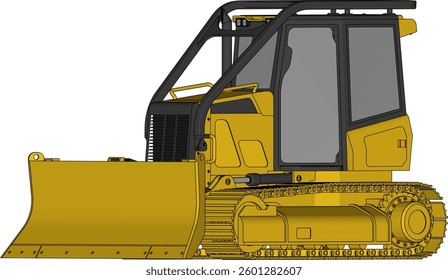 Dozer is a type of heavy equipment used for construction. Dozers are used to push, dig or pull materials such as sand, soil, rocks and others. Dozer illustration.