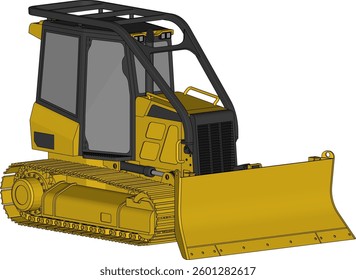 Dozer is a type of heavy equipment used for construction. Dozers are used to push, dig or pull materials such as sand, soil, rocks and others. Dozer illustration.