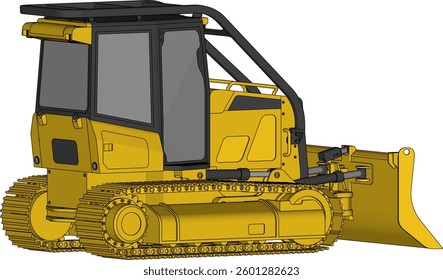 Dozer is a type of heavy equipment used for construction. Dozers are used to push, dig or pull materials such as sand, soil, rocks and others. Dozer illustration.