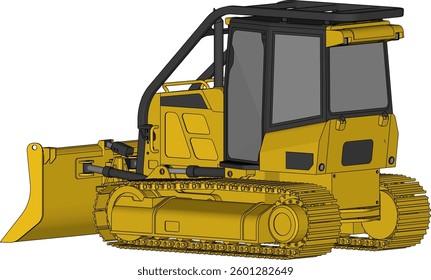 Dozer is a type of heavy equipment used for construction. Dozers are used to push, dig or pull materials such as sand, soil, rocks and others. Dozer illustration.