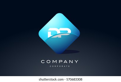 dp alphabet letter blue hexagon 3d combination modern vector logo icon sign design template
