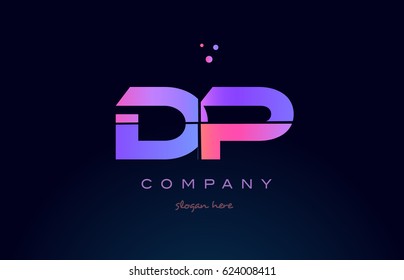dp d p creative color blue background pink purple blue magenta alphabet letter company logo vector icon design