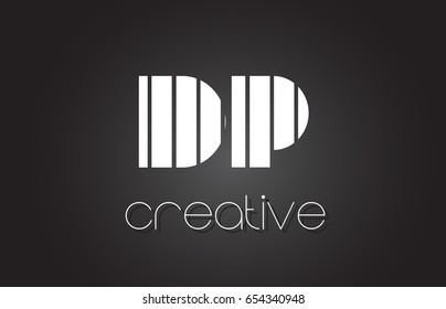 DP D P Creative Letter Logo Design With White and Black Lines.