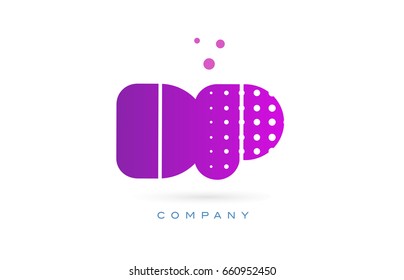 dp d p pink dots dotted letter logo alphabet creative company vector icon design template