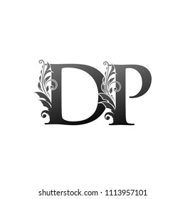 DP D PLetter Logo With Luxury Floral Design. Vintage drawn emblem for book design, brand name, business card, Restaurant, Boutique, Hotel. Vector illustration