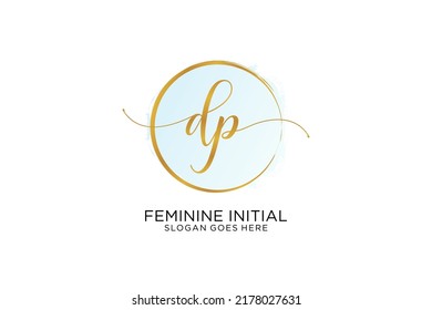 DP handwriting logo with circle template vector signature, wedding, fashion, floral and botanical with creative template.