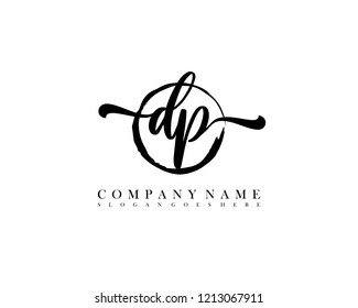 DP initial handwriting logo circle template vector