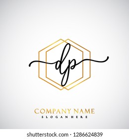 DP Initial Handwriting logo template vector