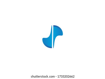dp initial letter with blue color concept logo